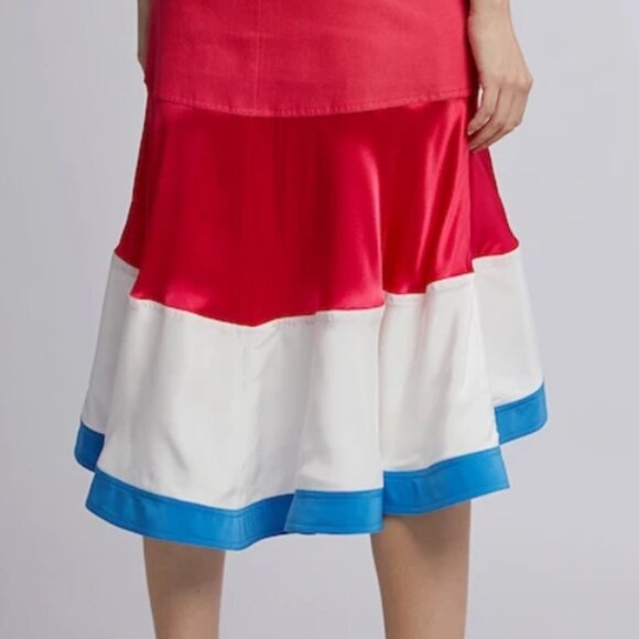 NWT Prabal Gurung Binod Colorblock Striped Fuchsia Hi-Lo Midi Skirt M $1,795 - Picture 12 of 14